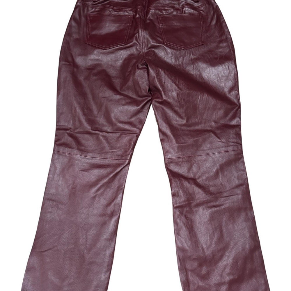 Jessica London Genuine Leather Pants Women Size 18W Maroon Straight Leg Moto NWT - Picture 10 of 15